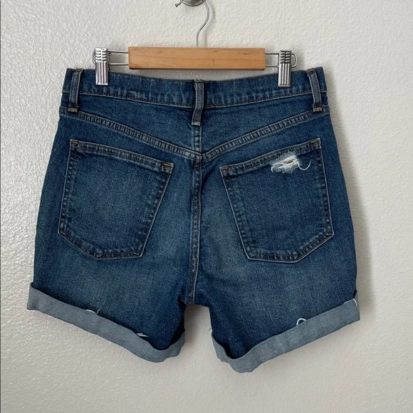 GAP denim Bermuda Jean rolled minor distressed shorts 27 - Picture 3 of 5